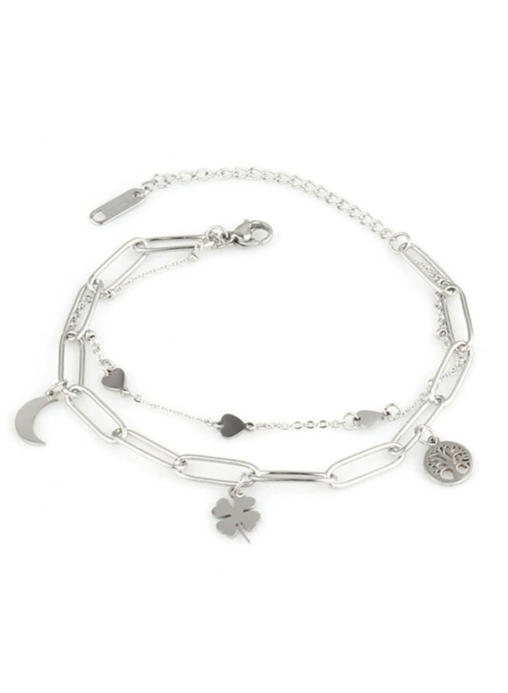 Elegant Silver Plated Stainless Steel Bracelet For Women - Image 3